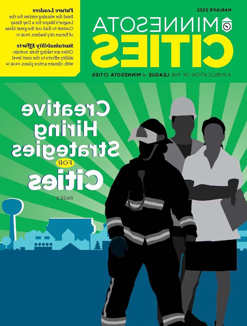 MN Cities magazine cover with images of city workers.